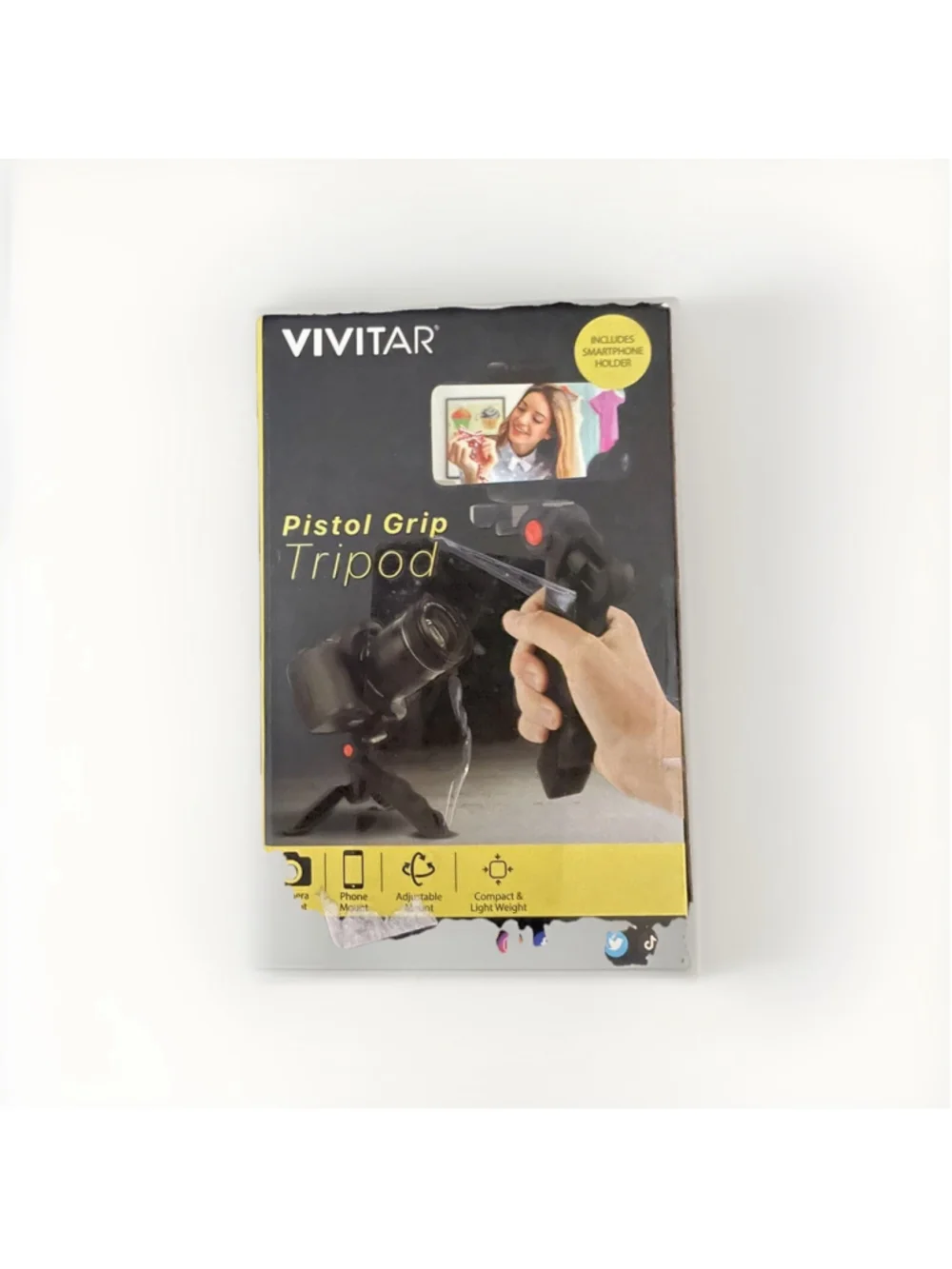 Mini Pistol Tripod Vivitar Includes Smartphone Holder Holds up to 3 lbs